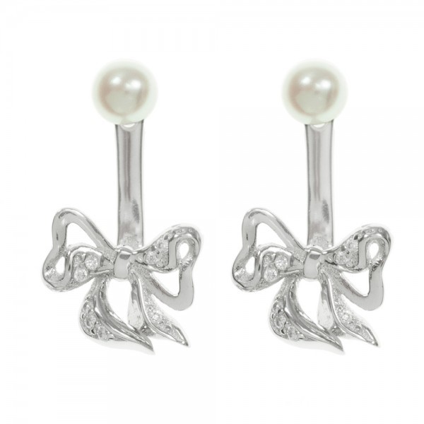 Pendientes lazo & perla Plata de Ley - Karissma