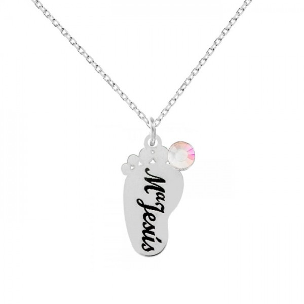 Colgante con pie con nombre personalizado Plata de Ley - Karissma