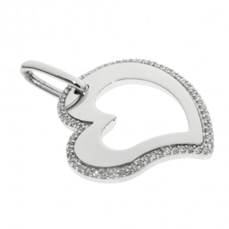 Colgante corazón microcirconia Plata de Ley