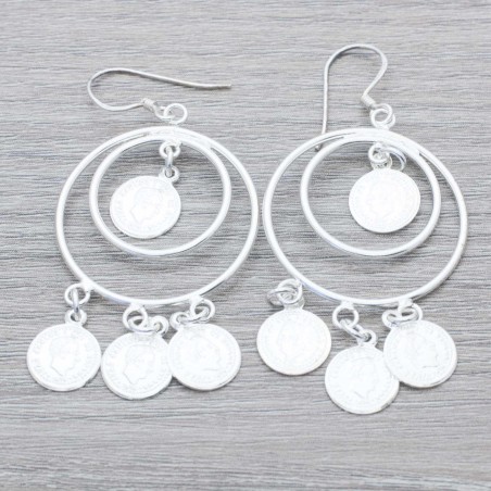Pendientes aro monedas Plata de Ley 925
