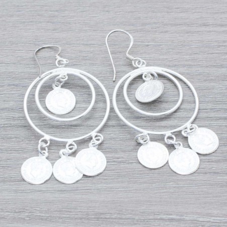 Pendientes aro monedas Plata de Ley 925