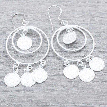Pendientes aro monedas Plata de Ley 925