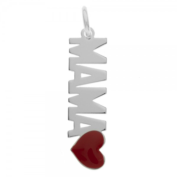 Collar Mamá con corazón esmaltado Plata de Ley - Karissma