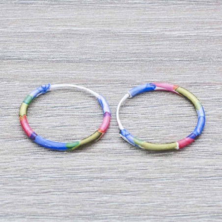 Pendientes aros multicolor Plata de Ley 925