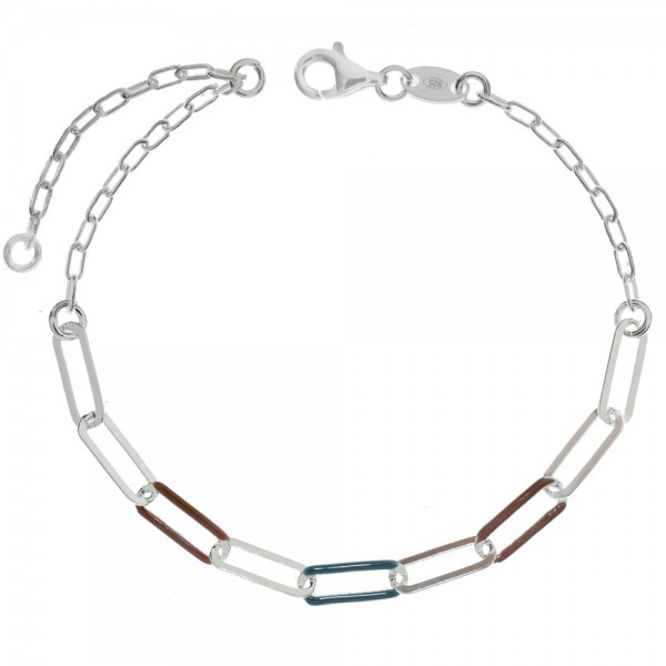Pulsera eslabones esmaltados Plata de Ley - Karissma