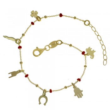 Pulsera dorada abalorios Suerte Plata de Ley - Karissma