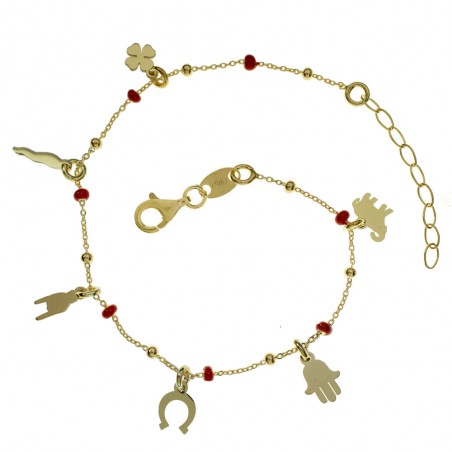 Pulsera dorada abalorios Suerte Plata de Ley - Karissma