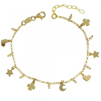 Pulsera dorada con abalorios Plata de Ley - Karissma