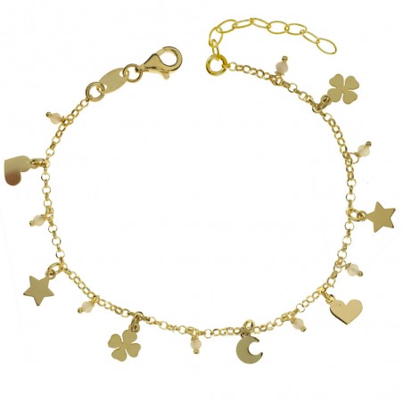 Pulsera dorada con abalorios Plata de Ley - Karissma