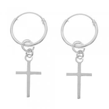 Pendientes aro con cruz Plata de Ley - Karissma