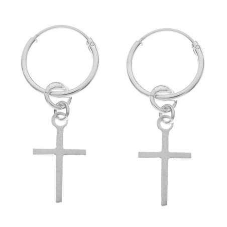 Pendientes aro con cruz Plata de Ley - Karissma