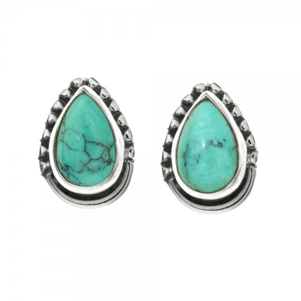 Pendientes gota mini piedra natural Plata de Ley - Karissma