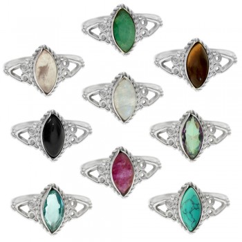 Anillo marquesa piedra natural Plata de Ley - Karissma