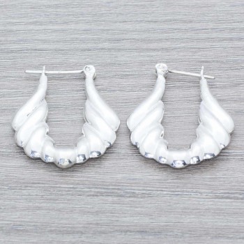 Pendientes aro morcilla asimétrica Plata de Ley 925