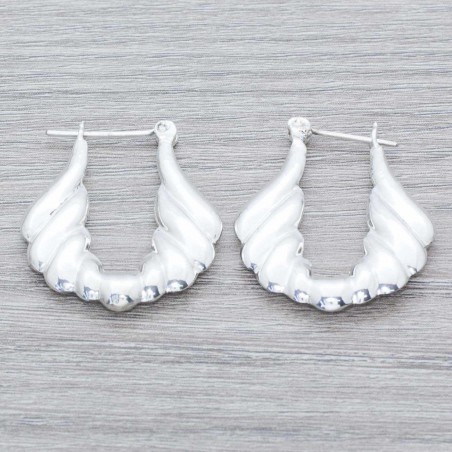 Pendientes aro morcilla asimétrica Plata de Ley 925