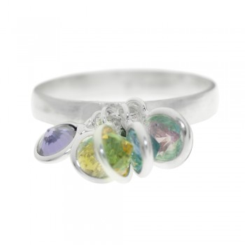 Anillo con cristales puntos de luz de colores Plata de Ley - Karissma 2