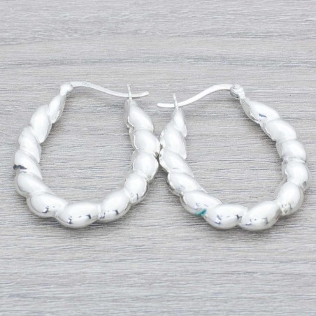 Pendientes aro morcilla oval Plata de Ley 925