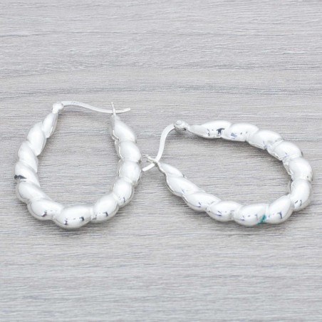 Pendientes aro morcilla oval Plata de Ley 925