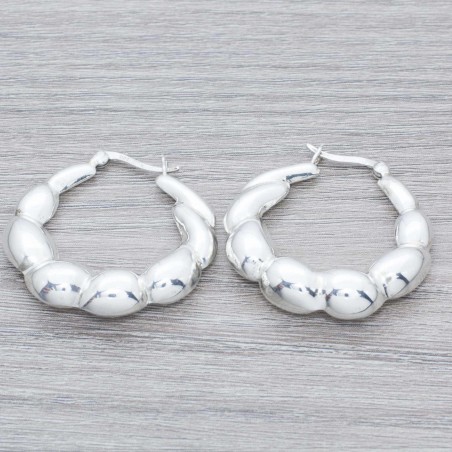 Pendientes aro morcilla circular Plata de Ley 925