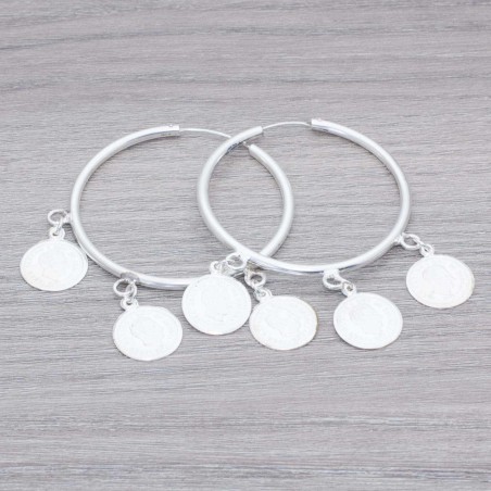 Pendientes aro monedas Plata de Ley 925