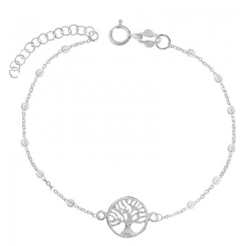 Pulsera de bolitas con árbol de la vida Plata de Ley - Karissma