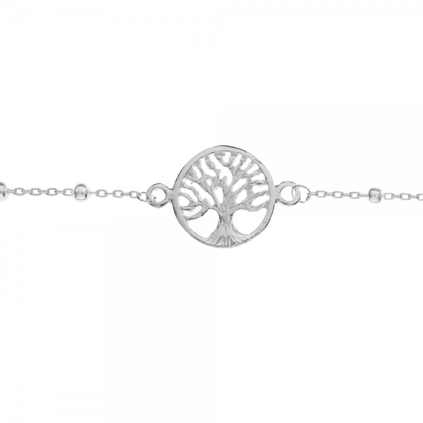 Pulsera de bolitas con árbol de la vida Plata de Ley - Karissma