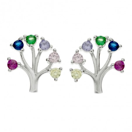 Pendientes árbol con circonitas de colores Plata de Ley - Karissma