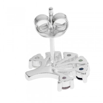 Pendientes árbol con circonitas de colores Plata de Ley - Karissma 2