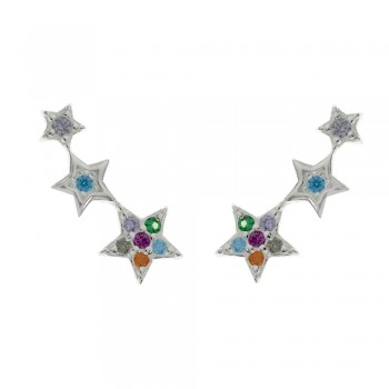 Pendientes estrellas con circonitas de colores Plata de Ley - Karissma