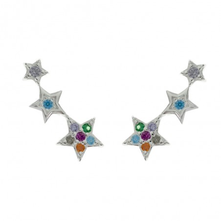 Pendientes estrellas con circonitas de colores Plata de Ley - Karissma