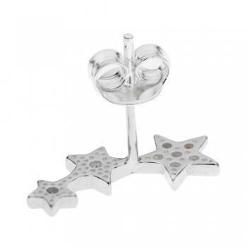 Pendientes estrellas con circonitas de colores Plata de Ley - Karissma 2