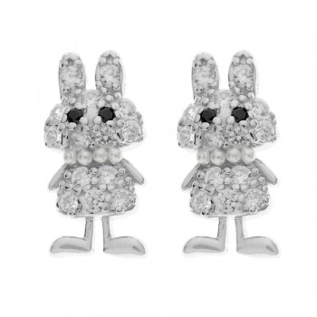 Pendientes conejito con circonitas Plata de Ley - Karissma