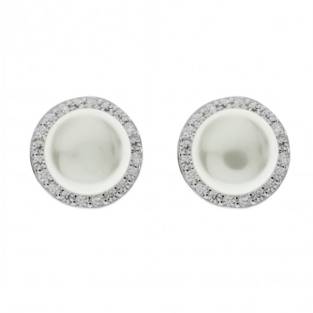 Pendientes perla con circonitas Plata de Ley - Karissma