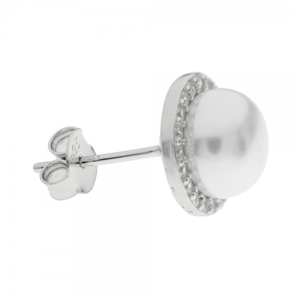 Pendientes perla con circonitas Plata de Ley - Karissma