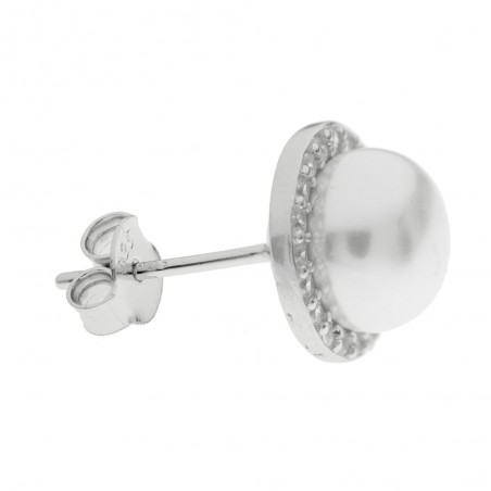 Pendientes perla con circonitas Plata de Ley - Karissma