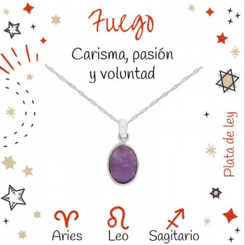 Collar rubí horóscopo Fuego Plata de Ley - Karissma