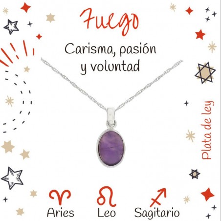Collar rubí horóscopo Fuego Plata de Ley - Karissma