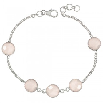 Pulsera cuarzo rosa facetado Plata de Ley - Karissma