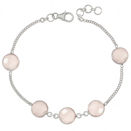 Pulsera cuarzo rosa facetado Plata de Ley - Karissma