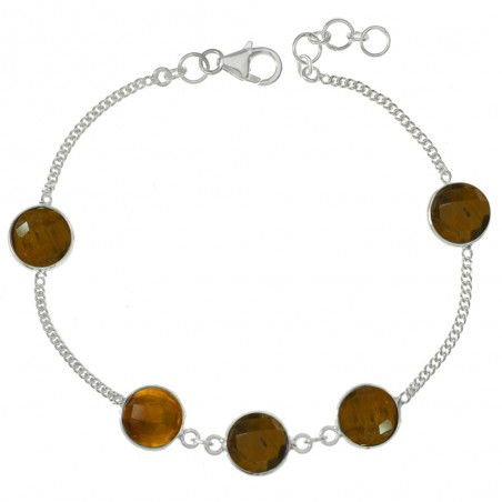 Pulsera ojo de tigre facetado Plata de Ley - Karissma