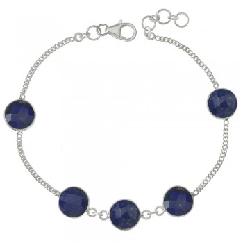 Pulsera lapislázuli facetado Plata de Ley - Karissma