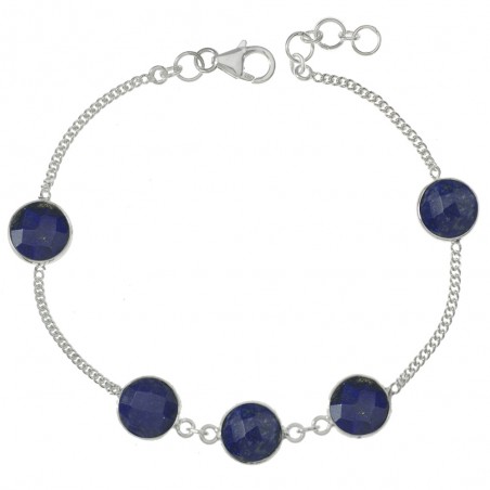 Pulsera lapislázuli facetado Plata de Ley - Karissma