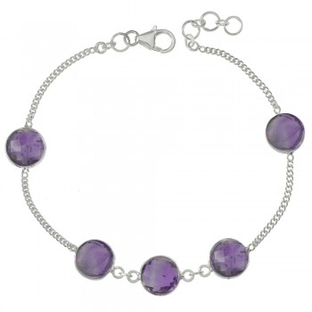 Pulsera amatista facetada Plata de Ley - Karissma