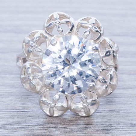 Anillo flor calada Plata de Ley 925