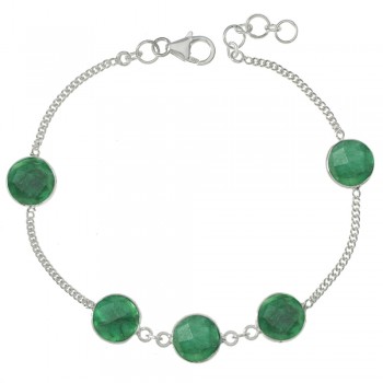 Pulsera esmeralda facetada Plata de Ley - Karissma