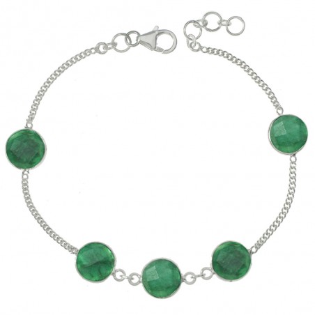 Pulsera esmeralda facetada Plata de Ley - Karissma