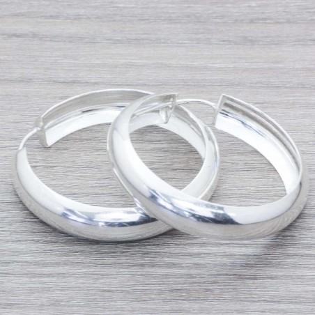 Pendientes aro media caña Plata de Ley 925