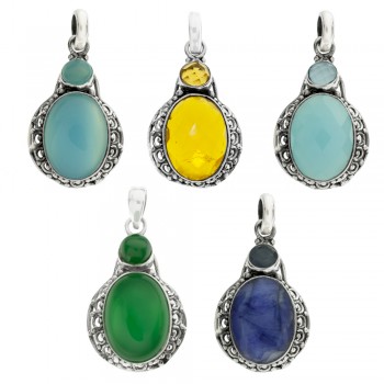 Colgante doble piedra Plata de Ley 925