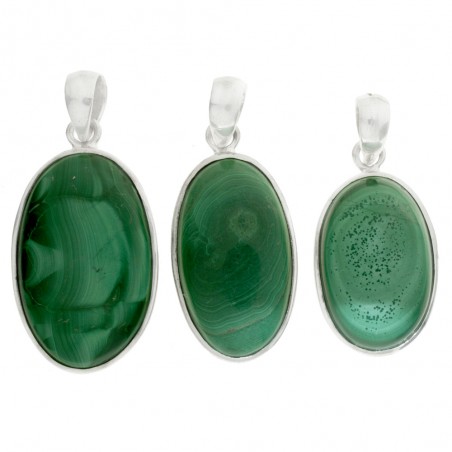 Colgante piedra malaquita oval grande Plata de Ley 925