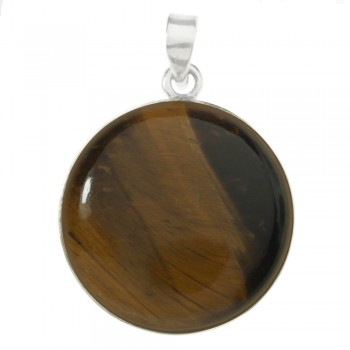 Colgante redondo ojo de tigre Plata de Ley 925 - Karissma